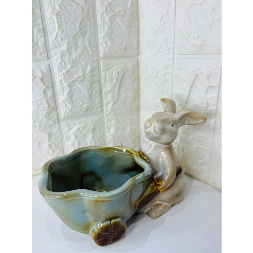 Coelho Cesta Carrinho Porcelana