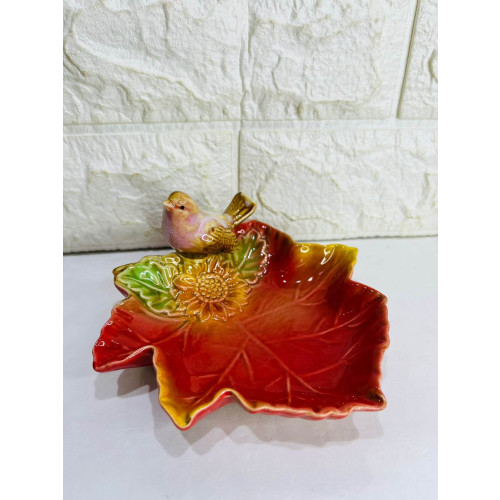 Petisqueira Folha Girassol Com Passarinho