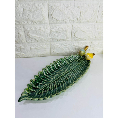 Petiskeira Folha Com 2 Passarinhos Porcelana