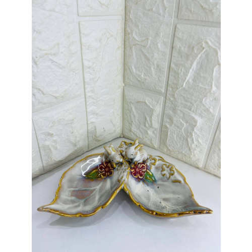 Petiskeira Folha Dupla Coelho Porcelana