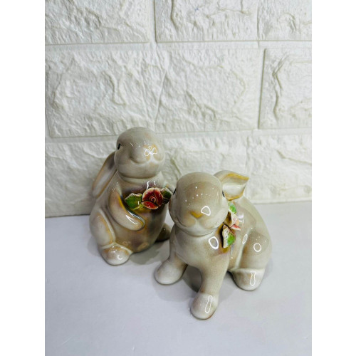 Dupla de Coelhos Porcelana