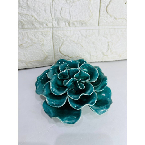 Flor Verde Decorativa de Cerâmica