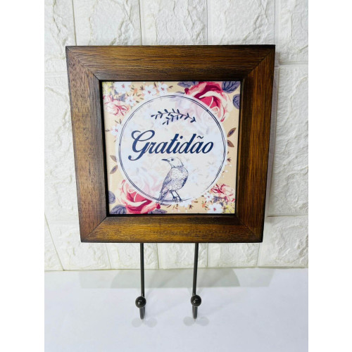 Quadro Cabideiro Gratidão - 23X23Cm