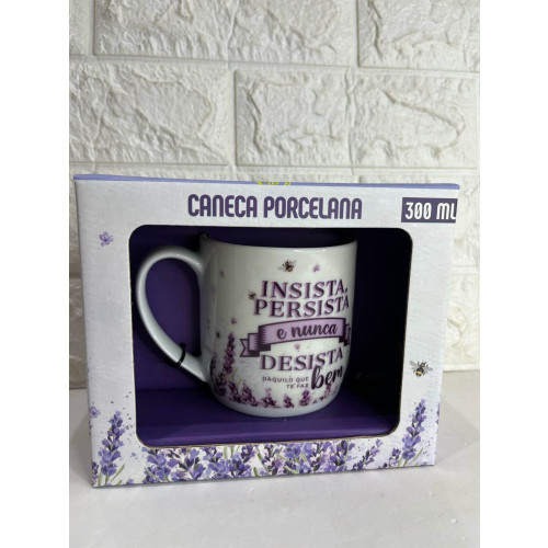 Caneca Porcelana Urban - Insista Persista Lavanda