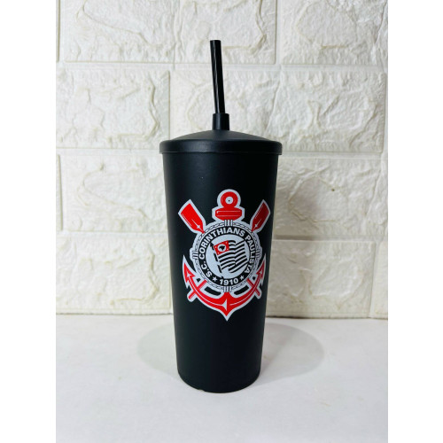 Copo Plástico Com Canudo - Corinthians