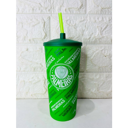 Copo Plástico Com Canudo - Palmeiras