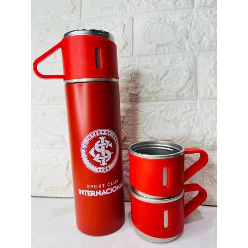 Garrafa Metal Vacuum Térmica Com 3 Canecas - Inter
